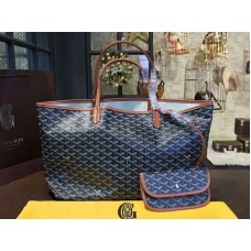 Goyard Goyardine Saint Louis Gm Negro con ribete de cuero marrón