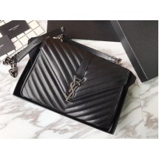 Saint Laurent Collection Medium en cuero Matelassé negro