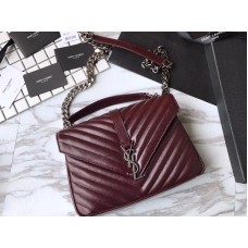 Bolso mediano Saint Laurent Collège en piel Matelassé burdeos