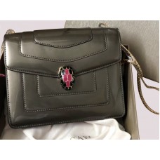 Bvlgari Flap Cover Serpenti Forever 20cm Piel de becerro metalizada Gris oscuro