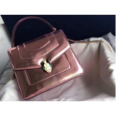 Bvlgari Flap Cover Serpenti Forever 20cm Piel de becerro metalizada Cuarzo rosa