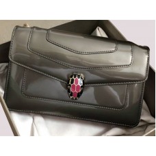 Bvlgari Flap Cover Serpenti Forever 22cm Piel de becerro metalizada Gris oscuro