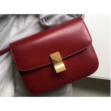 Bolso Celine mediano clásico en caja de piel de becerro burdeos