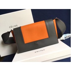 Bolso de hombro Celine de tamaño mediano, color Calskin, naranja y negro
