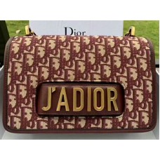 Bolso Dior J'Adior Flap de lona con herrajes dorados y burdeos d10050301