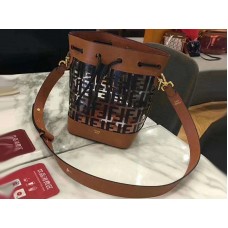 Fendi Mon Tresor Bolso de mano transparente de piel marrón f081
