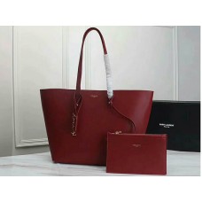 Bolso shopper grande YSL de piel de Saint Laurent en color burdeos