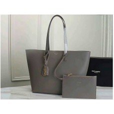 Bolso shopper grande YSL de piel de Saint Laurent, gris
