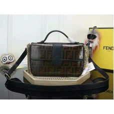 Bolso de hombro Fendi de lona y piel con doble cara FF (ffds009)