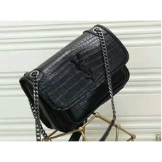 Saint Laurent Niki Small en negro con relieve de cocodrilo