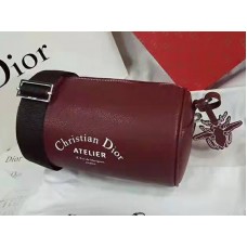Bolso de mano Dior Roller de piel de becerro granulada vaquera burdeos