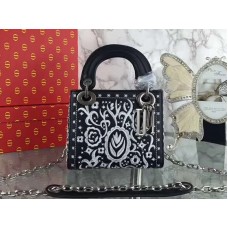 Bolso Dior Mini Lady Dior bordado negro