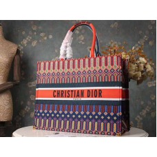 Bolso tote Dior Book de lona bordada multicolor naranja