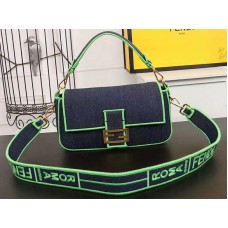 Bolso vaquero grande Fendi Baguette azul verde