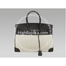 Hermes Birkin 35 cm Toile y Togo Cuero Chocolate