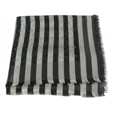 Bufanda de algodón a rayas con monograma de Louis Vuitton, color negro