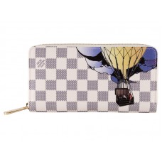 Louis Vuitton Damier Azur Zippy Illustre Clip publicitario nostálgico con cremallera larga