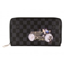 Louis Vuitton Damier Graphite Zippy Illustre Clip publicitario nostálgico con cremallera larga