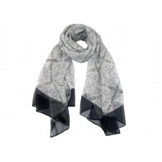 Bufanda Louis Vuitton con monograma de flores y firma con efecto perforado, color blanco