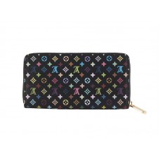 Cartera Louis Vuitton Monogram Multicolore con cremallera negra Pistache