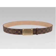 Cinturón Louis Vuitton Inventeur Damier con hebilla dorada antigua