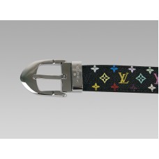 Cinturón clásico multicolor negro de Louis Vuitton con hebilla plateada