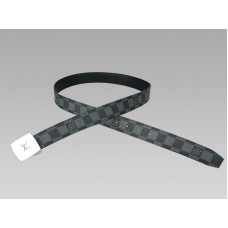 Cinturón Louis Vuitton Cut Damier Graphite Hebilla plateada