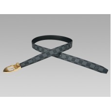 Cinturón clásico Louis Vuitton Damier Graphite con hebilla dorada
