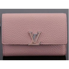 Cartera compacta Louis Vuitton Taurillon de piel Capucines Magnolia m62156