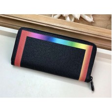 Cartera Louis Vuitton Taiga de piel con cremallera y ribete colorido vertical en negro m30569